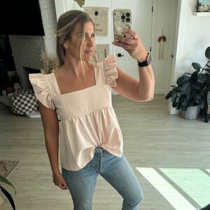 Adorable Baby Pink Flutter Sleeve Top